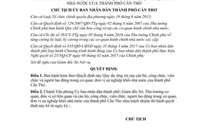 Quyết định 2346/QĐ-UBND 2017 ứng xử của cán bộ công chức trong đơn vị khối nhà nước Cần Thơ