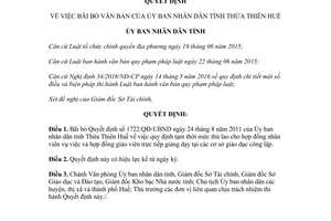 Quyết định 2268/QĐ-UBND 2017 bãi bỏ văn bản của Ủy ban nhân dân Huế