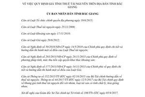 Quyết định 653/QĐ-UBND 2017 quy định giá tính thuế tài nguyên Bắc Giang