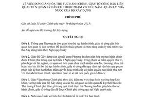 Nghị quyết 101/NQ-CP 2017 đơn giản hóa thủ tục hành chính thuộc chức năng quản lý Bộ xây dựng