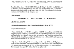 Kế hoạch 144/KH-UBND 2017 phát triển kinh tế tập thể Cần Thơ 2018