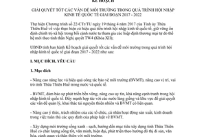 Kế hoạch 199/KH-UBND 2017 vấn đề môi trường quá trình hội nhập kinh tế quốc tế Thừa Thiên Huế