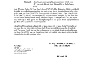 Công văn 10592/VPCP-ĐMDN 2017 phê duyệt phương án cơ cấu lại doanh nghiệp nhà nước