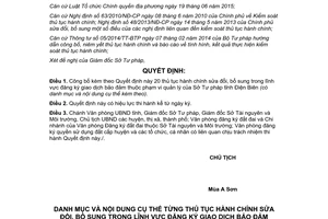Quyết định 841/QĐ-UBND 2017 công bố thủ tục lĩnh vực đăng ký giao dịch bảo đảm Điện Biên