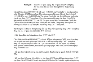 Công văn 3500/BTTTT-THH 2017 báo cáo kết quả ứng dụng công nghệ thông tin