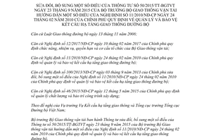 Thông tư 35/2017/TT-BGTVT sửa đổi Thông tư 50/2015/TT-BGTVT về kết cấu hạ tầng giao thông