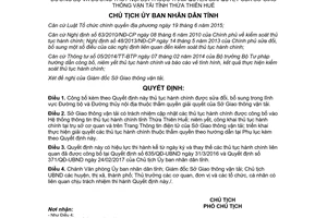 Quyết định 2281/QĐ-UBND 2017 công bố thủ tục được sửa đổi lĩnh vực đường bộ Huế