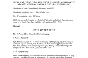 Nghị định 112/2017/NĐ-CP chế độ chính sách đối với thanh niên xung phong cơ sở ở miền Nam