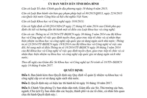 Quyết định 29/2017/QĐ-UBND quản lý nhiệm vụ khoa học công nghệ cấp cơ sở Hòa Bình