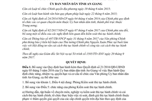 Quyết định 62/2017/QĐ-UBND điều chỉnh Quy định quyền hạn của Văn phòng Ủy ban An Giang