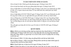 Quyết định 63/2017/QĐ-UBND điều chỉnh Quy định nhiệm vụ quyền hạn Sở Tư pháp An Giang