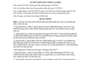 Quyết định 45/2017/QĐ-UBND sửa đổi nội dung một số quyết định quy phạm của Ủy ban Lai Châu