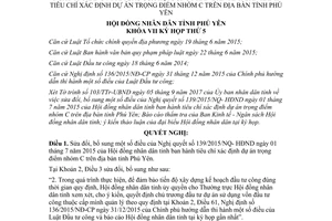 Nghị quyết 21/2017/NQ-HĐND tiêu chí xác định dự án trọng điểm nhóm C Phú Yên