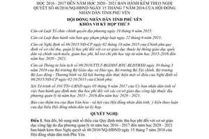 Nghị quyết 23/2017/NQ-HĐND mức thu học phí đối với cơ sở giáo dục công lập Phú Yên