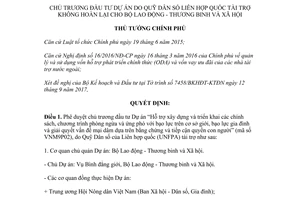 Quyết định 1505/QĐ-TTg 2017 chủ trương đầu tư Dự án do Quỹ Dân số của Liên hợp quốc tài trợ