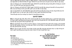 Quyết định 145/QĐ-BXD 2017 Bộ câu hỏi trắc nghiệm sát hạch cấp chứng chỉ hành nghề xây dựng