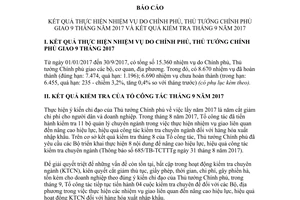 Báo cáo 841/BC-TCTTTg kết quả thực hiện nhiệm vụ do Chính phủ Thủ tướng Chính phủ giao