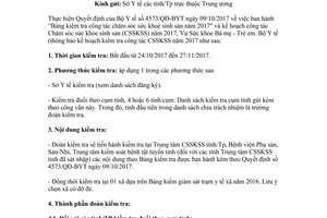 Công văn 5711/BYT-BMTE 2017 tổ chức kiểm tra công tác chăm sóc sức khỏe sinh sản