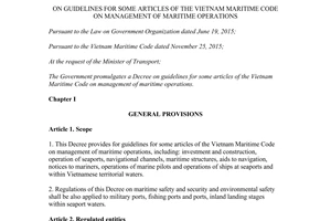Decree 58/2017/ND-CP guidelines Vietnam Maritime Code maritime operations