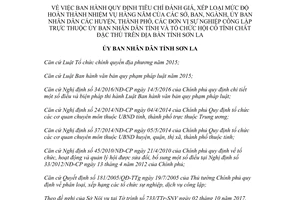 Quyết định 32/2017/QĐ-UBND tiêu chí đánh giá xếp loại mức độ hoàn thành nhiệm vụ Sơn La