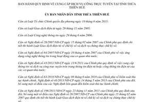 Quyết định 88/2017/QĐ-UBND Quy định cung cấp dịch vụ công trực tuyến Huế