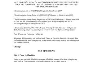 Thông tư 42/2017/TT-BGTVT Quy định chất lượng dịch vụ trên phương tiện vận tải khách du lịch