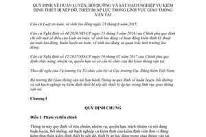 Thông tư 36/2017/TT-BGTVT huấn luyện nghiệp vụ kiểm định thiết bị xếp dỡ lĩnh vực giao thông