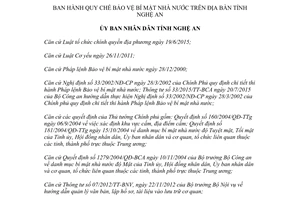 Quyết định 60/2017/QĐ-UBND Quy chế Bảo vệ bí mật nhà nước Nghệ An