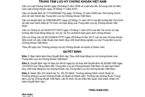 Quyết định 199/QĐ-VSD 2017 Quy chế hoạt động lưu ký chứng khoán Trung tâm Lưu ký Chứng khoán