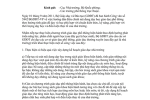 Công văn 4612/BGDĐT-GDTrH 2017 hướng dẫn thực hiện chương trình giáo dục phổ thông hiện hành