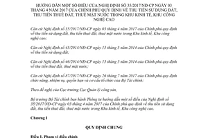 Circular 89/2017/TT-BTC guiding 35/2017/ND-CP collection land use levy land rental economic zones