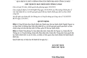 Quyết định 1476/QĐ-UBND 2017 công bố Danh mục thủ tục hành chính Ngành Ngoại vụ Cà Mau