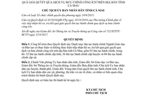 Quyết định 1479/QĐ-UBND 2017 Danh mục thủ tục hành chính Ngành Giáo dục Đào tạo Cà Mau