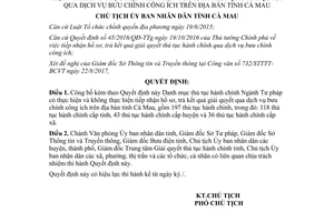 Quyết định 1480/QĐ-UBND 2017 Danh mục thủ tục hành chính Ngành Tư pháp Cà Mau