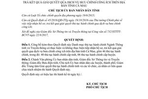 Quyết định 1514/QĐ-UBND 2017 thủ tục hành chính Ngành Thông tinh Truyền thông Cà Mau