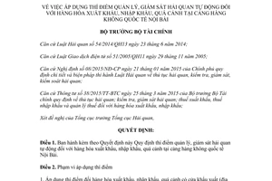 Quyết định 2061/QĐ-BTC 2017 thí điểm quản lý giám sát hải quan tự động hàng hóa xuất khẩu
