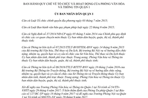 Quyết định 02/2017/QĐ-UBND Quy chế hoạt động Phòng Văn hóa Thông tin Quận 1 Hồ Chí Minh