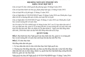 Nghị quyết 28/2017/NQ-HĐND quản lý sử dụng phí bảo vệ môi trường nước thải sinh hoạt Phú Yên