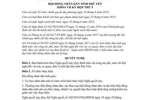 Nghị quyết 30/2017/NQ-HĐND quy định mức chi công tác phí chi hội nghị cơ quan đơn vị Phú Yên