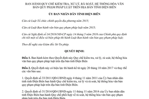 Quyết định 24/2017/QĐ-UBND Quy chế kiểm tra xử lý rà soát văn bản quy phạm Điện Biên