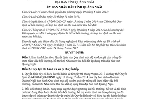 Quyết định 49/2017/QĐ-UBND đơn giá cây trồng để thực hiện bồi thường khi thu hồi đất Quảng Ngãi