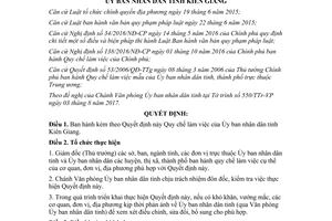 Quyết định 29/2017/QĐ-UBND Quy chế làm việc của Ủy ban nhân dân tỉnh Kiên Giang