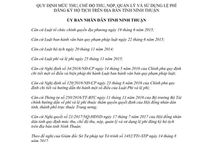 Quyết định 70/2017/QĐ-UBND lệ phí đăng ký hộ tịch trên địa bàn Ninh Thuận