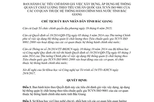 Quyết định 1719/QĐ-UBND 2017 hệ thống quản lý chất lượng theo TCVN ISO 9001 Bắc Giang
