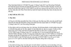 Kế hoạch 203/KH-UBND 2017 triển khai thi hành Bộ luật Hình sự Huế