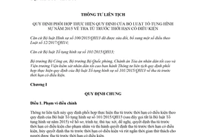 Thông tư liên tịch 04/2018/TTLT-BCA-BQP-TANDTC-VKSNDTC phối hợp thực hiện tha tù trước thời hạn