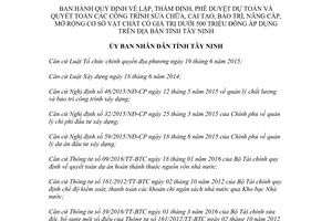 Quyết định 33/2017/QĐ-UBND dự toán công trình cải tạo cơ sở vật chất giá trị dưới 500 triệu Tây Ninh