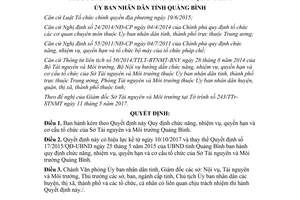 Quyết định 38/2017/QĐ-UBND chức năng nhiệm vụ quyền hạn Sở Tài nguyên Môi trường Quảng Bình