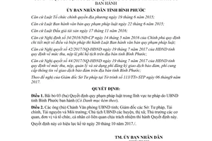 Quyết định 41/2017/QĐ-UBND bãi bỏ Quyết định 05/2011/QĐ-UBND 74/2011/QĐ-UBND Bình Phước