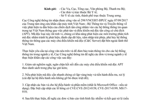 Công văn 420/CNTT-CSHT 2017 giám sát ngăn chặn khẩn cấp mã độc tấn công có chủ đích ATP